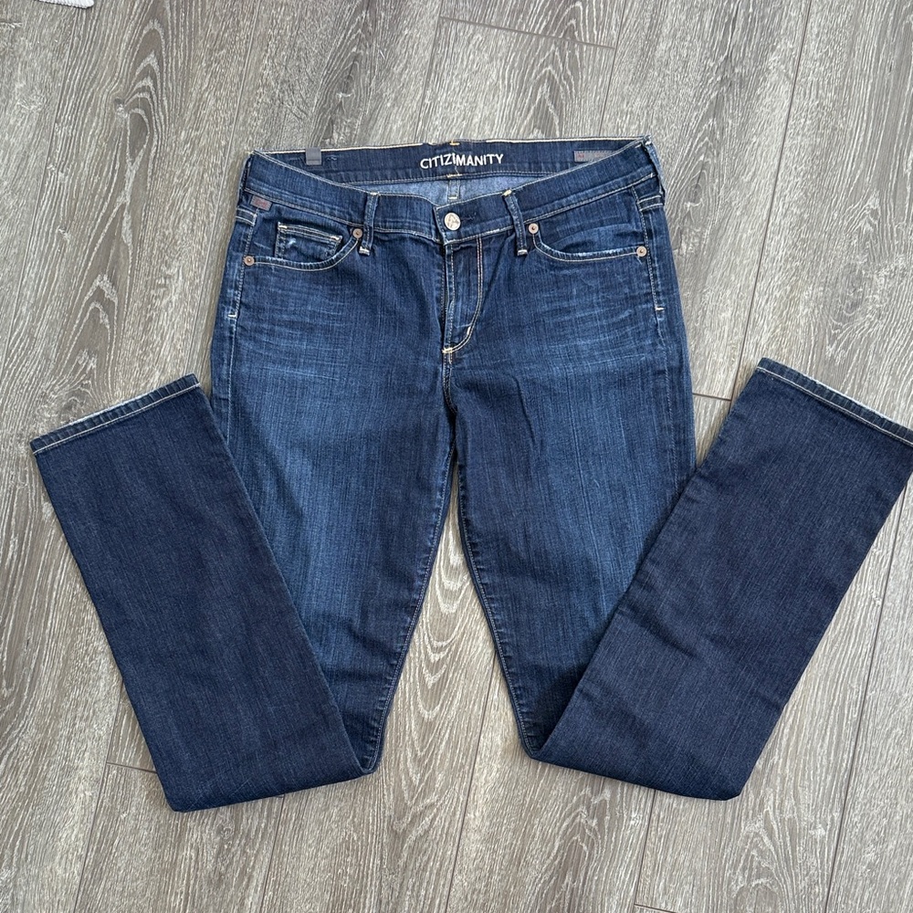 Citizens Of Humanity Ava Dark Blue Low Rise Straight Leg Jeans Size 31